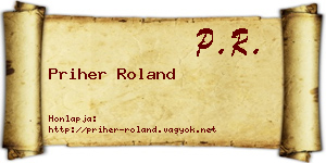 Priher Roland névjegykártya